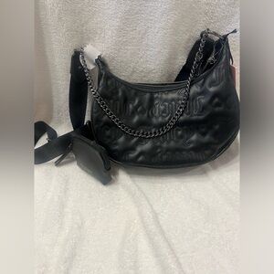 Juicy Couture Black Puff Half Moon Crossbody Bag – Quilted Logo Design